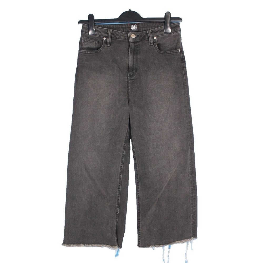 BDG URBAN OUTFITTERS JEANS Black Fade STRETCH DENIM Raw Hem WIDE LEG ANKLE sz 28